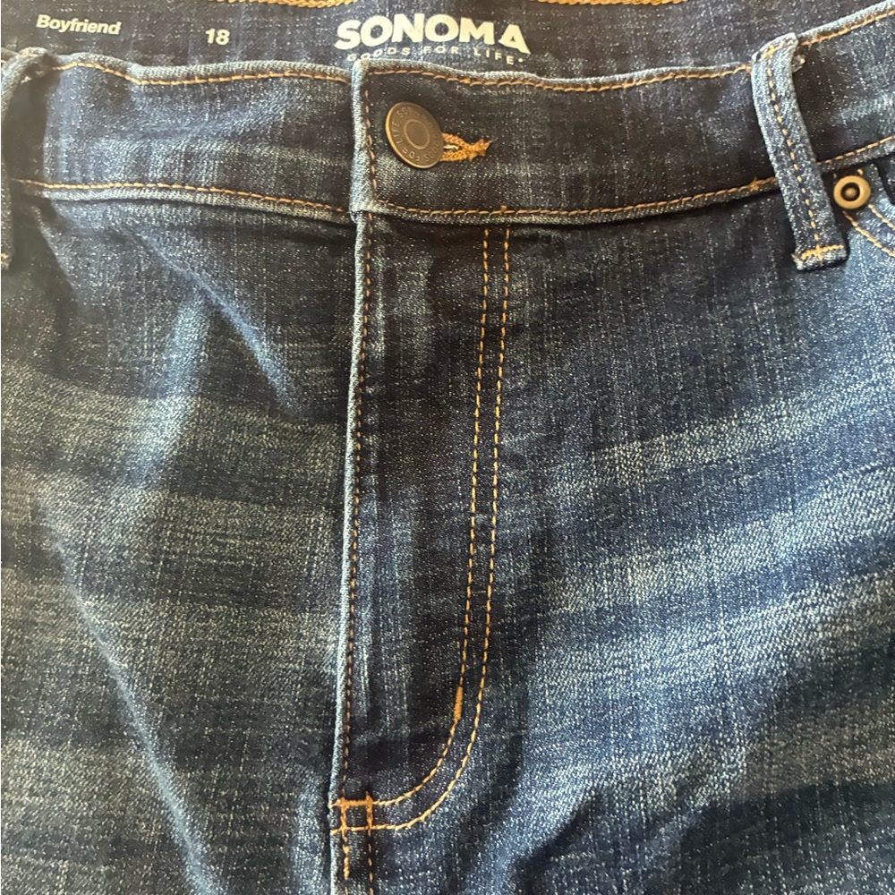 Sonoma Women's Boyfriend Denim Jeans Pants Distressed High Rise Straight Plus 18 - Picture 6 of 14